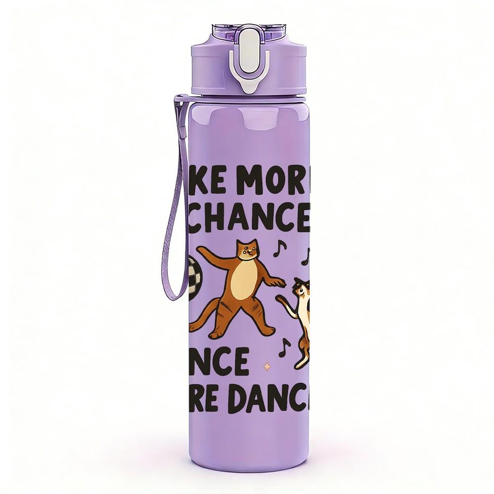 1PC Take More Chances Quote Text 750ml Color Plastic Sports Water Bottle Leakproof Flip Straw Lid For Sports Office Home Use