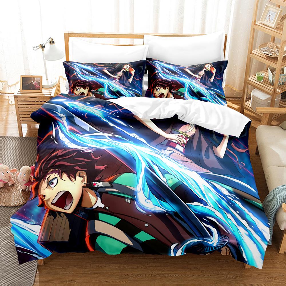 Anime Demon Slayer Bedding Collections Kamado Nezo With Bed Linen For Teens Girls Cartoon Twin Single Queen King Full Size Duvet Cover Collection