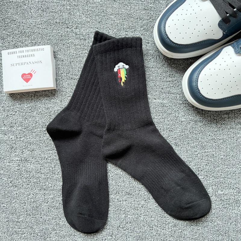 Cityboy Мужские модные носки до середины икры с мультяшной вышивкой - Спортивные носки с влагоотводящим эффектом для осени и зимы