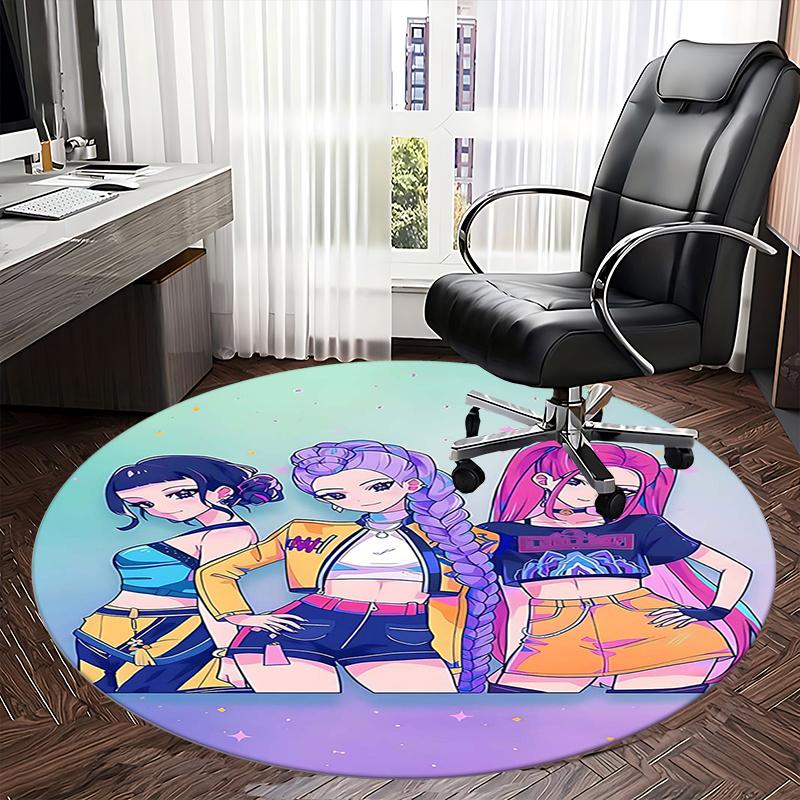 Crop Top,Graphic Tee Chair mat Round Rug-Office carpet, Machine Washable, Non-slip, Suitable for Living Rooms, Bedrooms, Entryways, and Holi