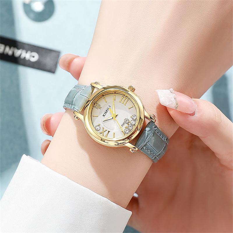Ladies Fashion New Simple Roller Ball Small Quartz Watch Business Black Leather Women's Dress Clock Wristwatch