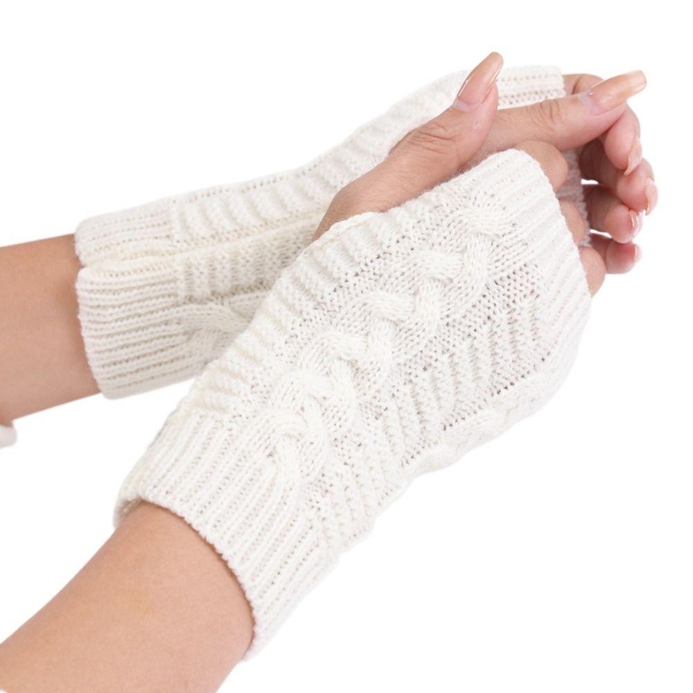 Outdoor Riding Mittens Knitted Gloves Half Finger Gloves Fashion Twists Gloves Men