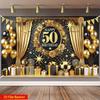 2D plane - Black and gold suitable for a 50th birthday celebration perfect for photography backgrounds and theme parties