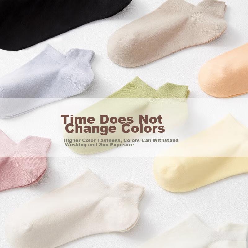 Women's Boat Socks, 6 Pairs, Pure Cotton, 5A Grade Short Socks, Shallow Mouth Invisible Socks, Anti-Friction Women's Socks