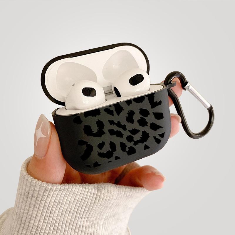 Черный чехол для наушников с принтом леопарда для Airpods Pro 3/Pro 2/Pro Силиконовый защитный чехол для Apple Airpods 4 3 1/2 - ударопрочный чехол