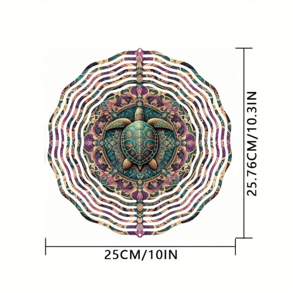 10 Inch 3D Kinetic Metal Turtle Wind Spinner for Outdoor Garden Decor Rotating Hook Vibrant Colors Durable Weather Resistant Art Sculpture Perfect