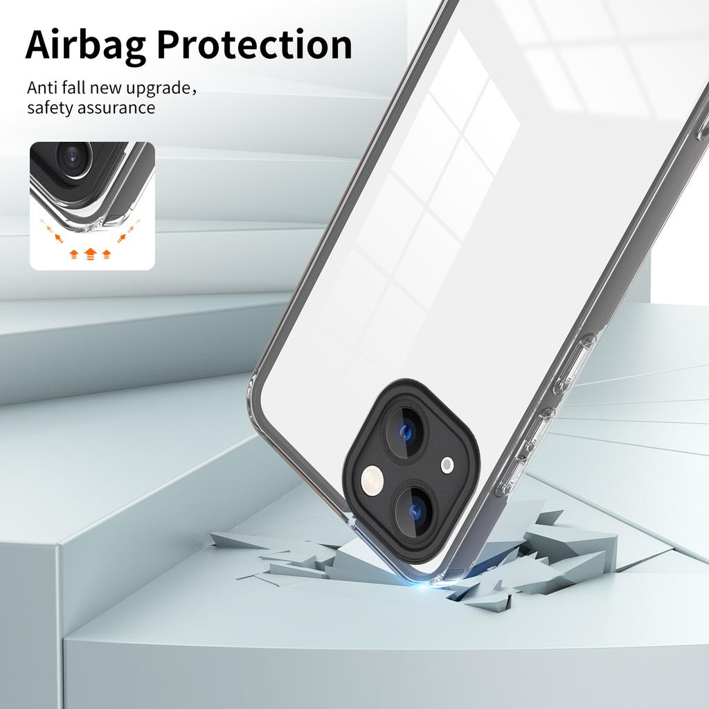 For iPhone 15 Case TPU+PC Clear Back Lens Protection Cellphone Cover