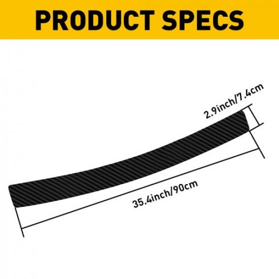 Car Rear Boot Sill Plate Protector Bumper Guard Cover Strip Trim Carbon 4D Fiber