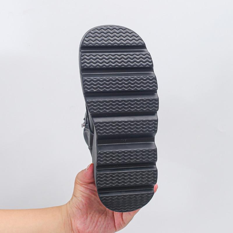 2024 Женская обувь Большие размеры Ботильоны женские на высоком каблуке Современные ботинки женские с молнией сбоку Круглый носок спереди Шнуровка танкетка женские туфли