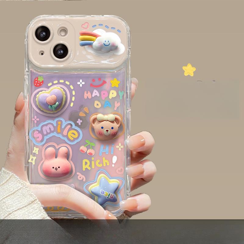 Cloud Doll Chain Suitable for Apple 15pro Mobile Phone Case 11/12mini Three-dimensional IPhone 13 Flip Mirror