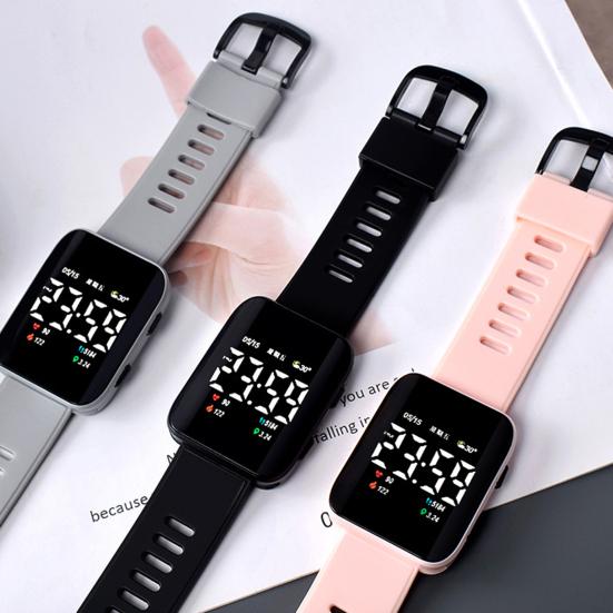 Электронные часы со светодиодной подсветкой, водонепроницаемые спортивные цифровые наручные часы с квадратным циферблатом для студентов