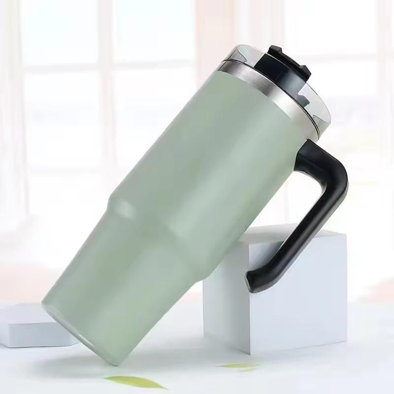 40 унций большой емкости с ручкой для пива, автомобильная чашка для льда, изолированная чашка из нержавеющей стали, автомобиль