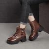 Leather Thick-soled Retro Martin Boots Women's Small Height-increasing Women's Shoes Autumn and Winter Ethnic Style Versatile Boots Women's Short Boo