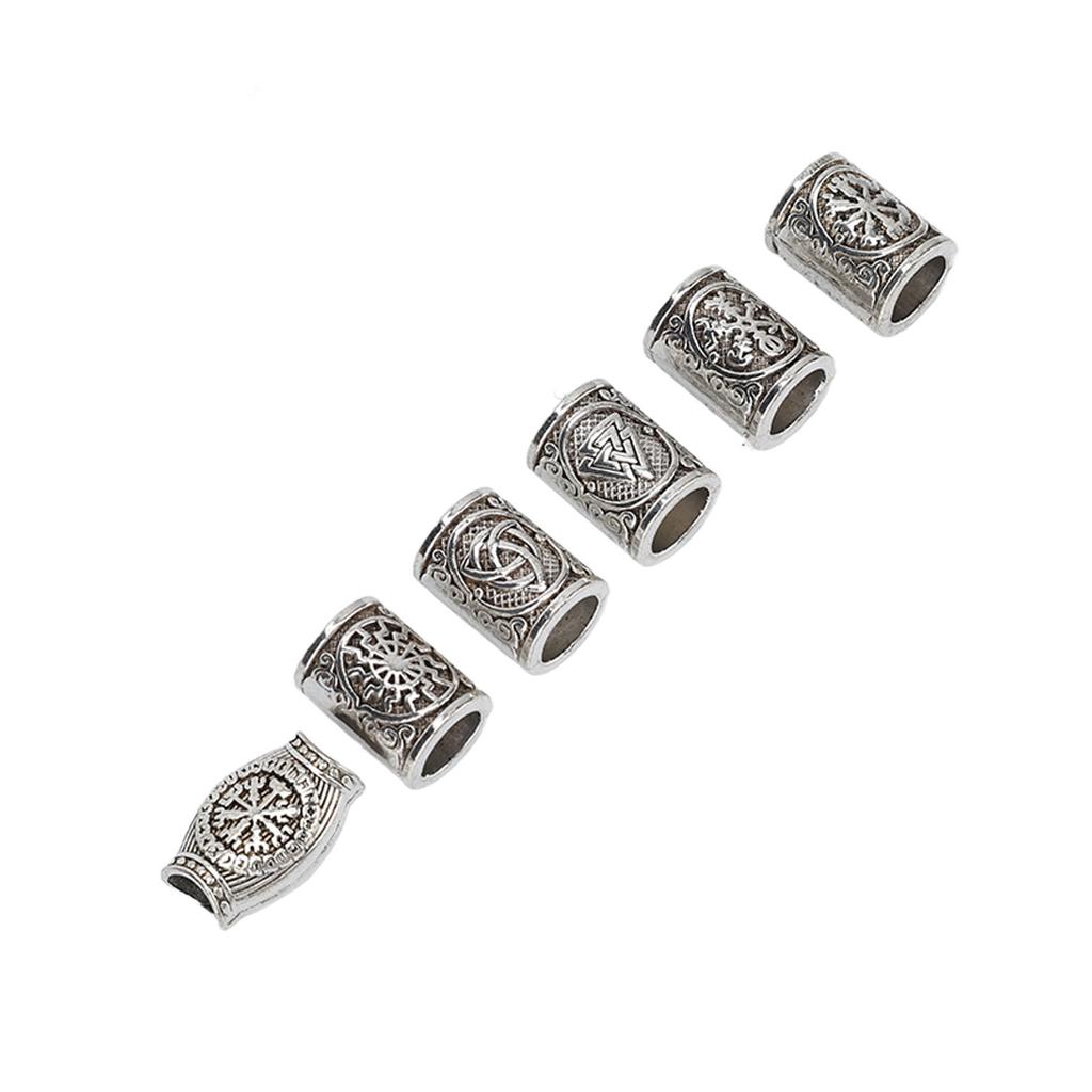 6pcs Beard Hair Beads Alloy Elegant and Stylish Vintage Hair Tube Beads for Women Men