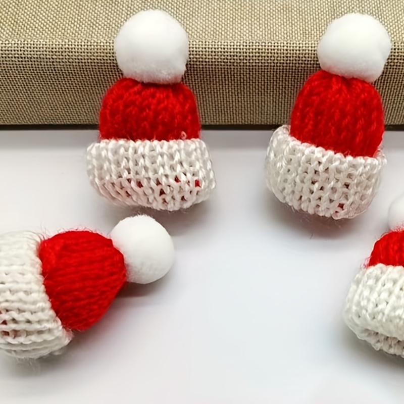 2pcs Christmas Mini Woolen Hat Christmas Wine Bottle Caps Christmas Miniature Santa Hats