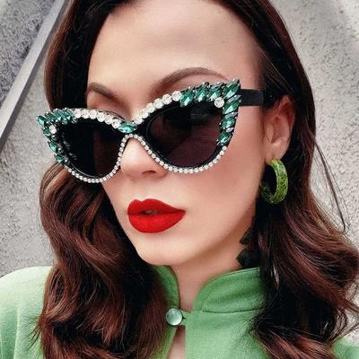 Новые модные очки Cat Eye с цветными большими бриллиантами, солнцезащитные очки в форме капли, солнцезащитные очки Cat Eye Diamond