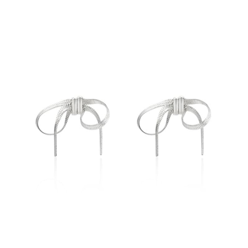 TOU [Silver925] WE021 Silver snake ribbon earring