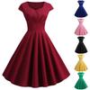 Women's Fashion Casual V-Neck Short Sleeve Solid Color Knee Length Dress