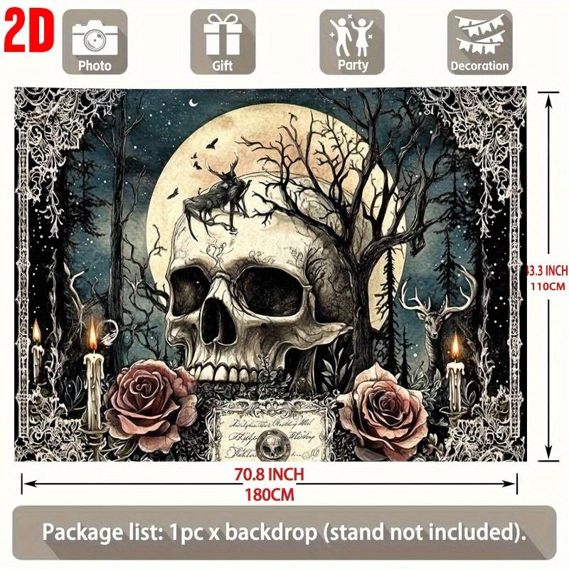 2D flat banner 1 skull-themed decoration item a skull photo prop with rose and tree designs.zyc