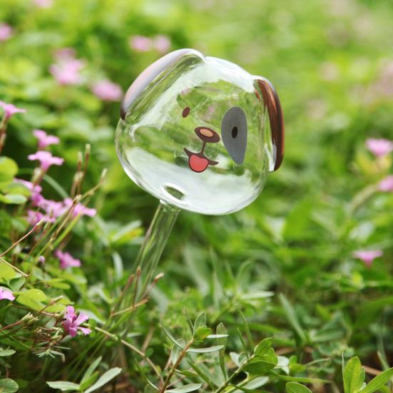 1 Pair Decorative Bulb Unique Glass Shape Time Saver Watering Dog Pattern Plant