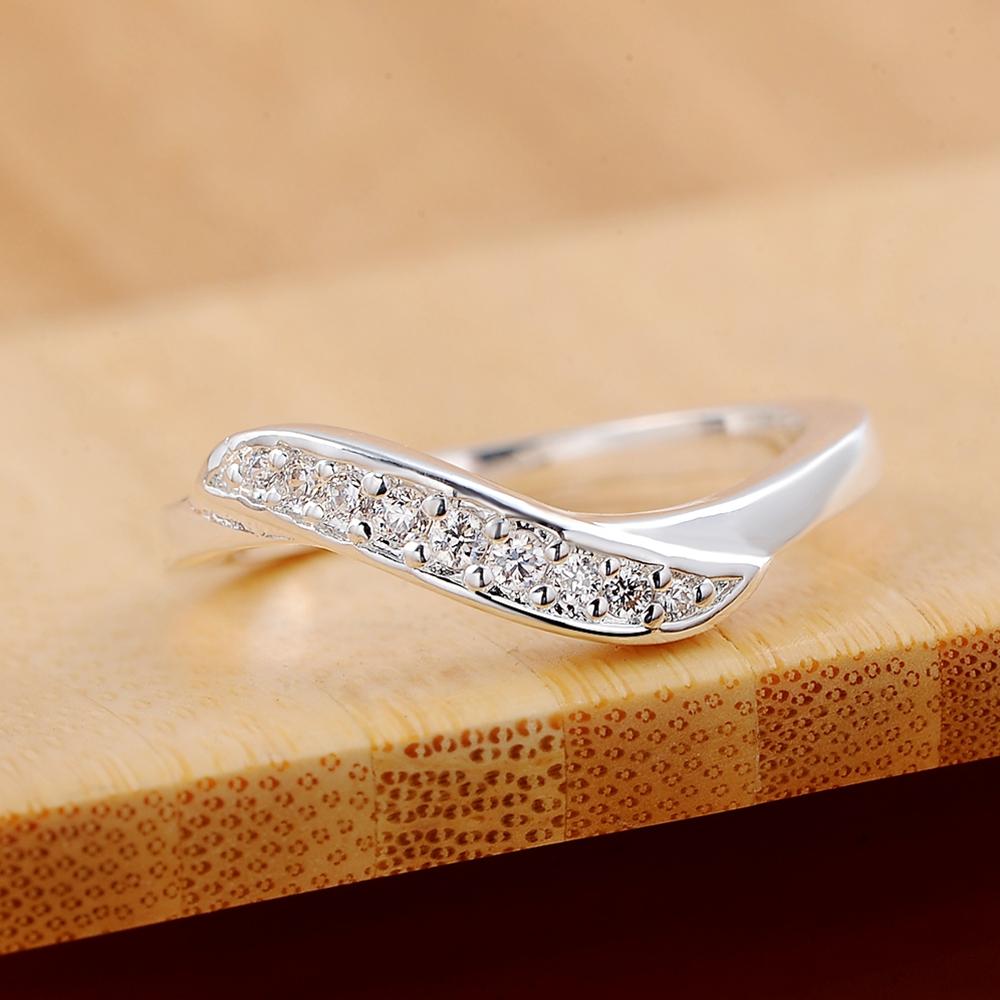 925 Sterling Silver Twisted AAA Zircon Ring Fashion Wedding Jewelry