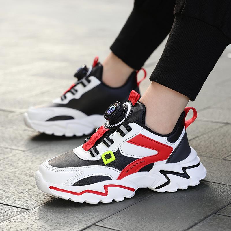 Kid's Sneakers Girls' Sports Shoes Fashionable Boys' Sports Shoes Fast and Convenient Rotating Button Sports Shoes