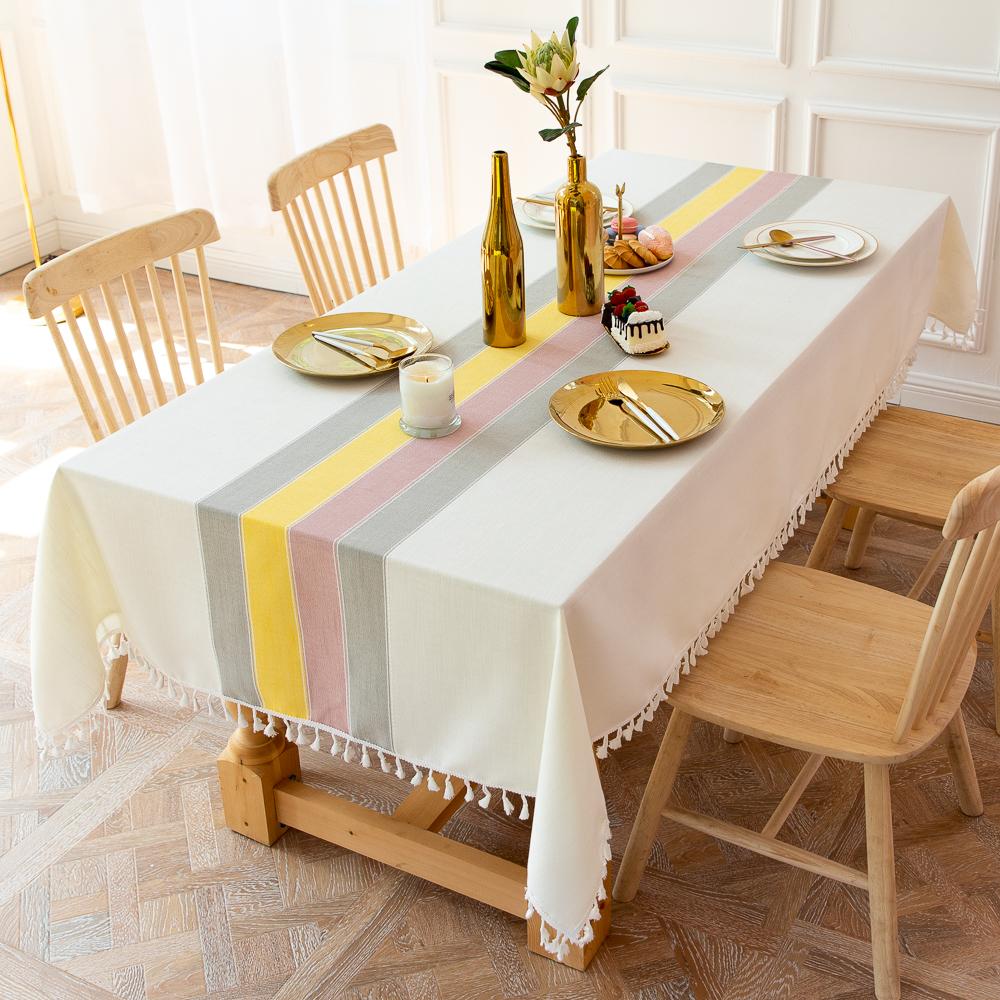 Tablecloth For Table Rectangular Round Waterproof Anti -Stain Linen Cotton Gingham Check Party Decoration Wedding Birthday Buffet