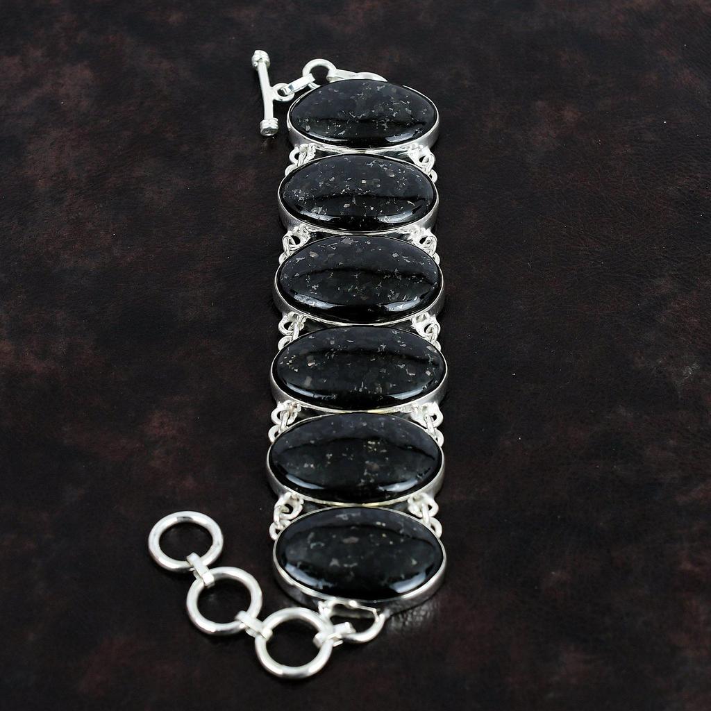 Браслет из нууммита Браслет ручной работы из драгоценных камней Браслет из стерлингового серебра 925 пробы Регулируемый браслет-цепочка Подарок на помолвку Дизайнерские серебряные украшения