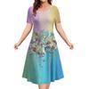 Fashion Elegant Women’S Dresses Loose A-Line Dress Women Shorty-Sleeved Top Simplicity Flowers Casual Ladies Pullover Clothing