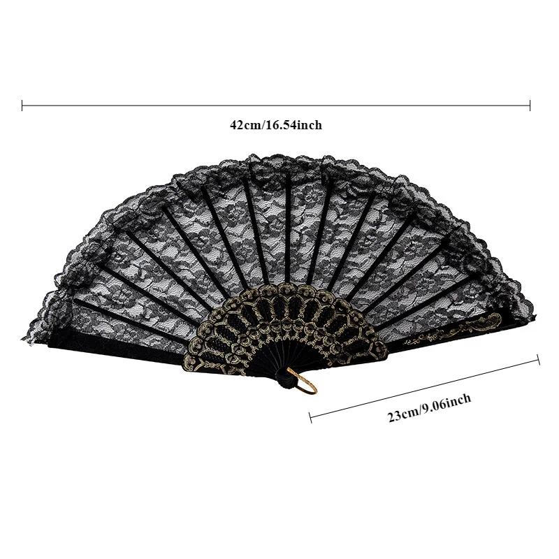 1 шт. Европейский ретро черно-белый кружевной складной веер женский Лолита искусство классический ручной веер танец фото косплей опера вечеринка реквизит