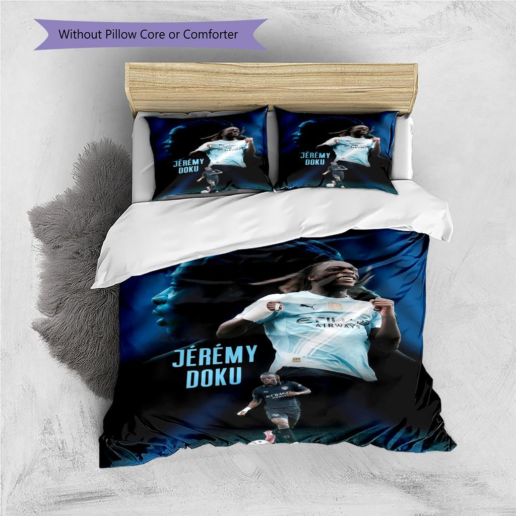 Jeremy Doku Pattern Bedding Home Decoration Birthday Gift ( 1 duvet cover + 2 pillowcase, without core),fan merchandise.