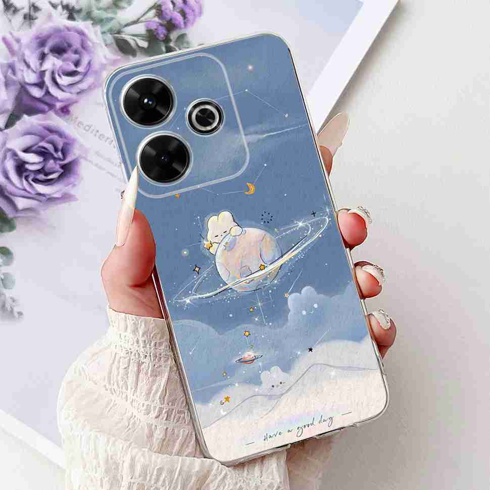 For Xiaomi Redmi 13 4G Case Fashion Girl Flower Silicone Soft TPU Shockproof Cover Coque For Redmi13 redemi13 Bumper Phone Case