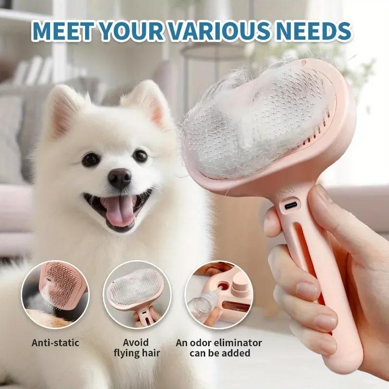 Pet Spray Hair Comb Professional Electric Hair Straightener Comb Brush For Cat Pet Massage Comb Steam Brush For Hair Care