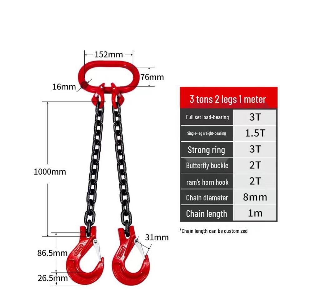 Lifting Chain Sling Set with Four Legs and Two Hooks - Grade 80 Manganese Steel Rigging