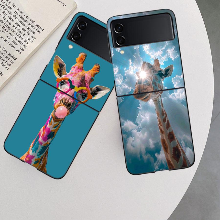 Giraffes Have Long Necks Phone Case For Samsung Z Flip 7 6 5G Galaxy Z Flip 5 4 3 Black Hard Cell Cover Luxury PC Shell Coque
