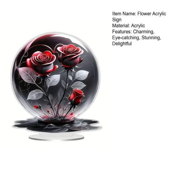 Акриловая табличка с цветком 2D плоская роза настольная табличка для офиса спальни рабочего стола кристальный эффект табличка с цветком розы для мамы жены бабушки