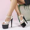 Fashion New Women’s Model Shoes 17cm High Heels Stiletto Waterproof Platform Sandals - Crystal Evening Party Bridal Shoes