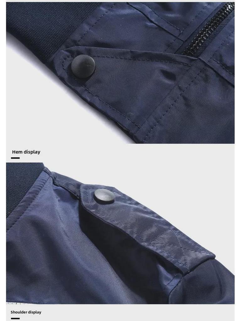 Men's Korean Embroidered MA1 Pilot Jacket - Spring & Autumn Trendy Baseball Style, Large Sizes Available