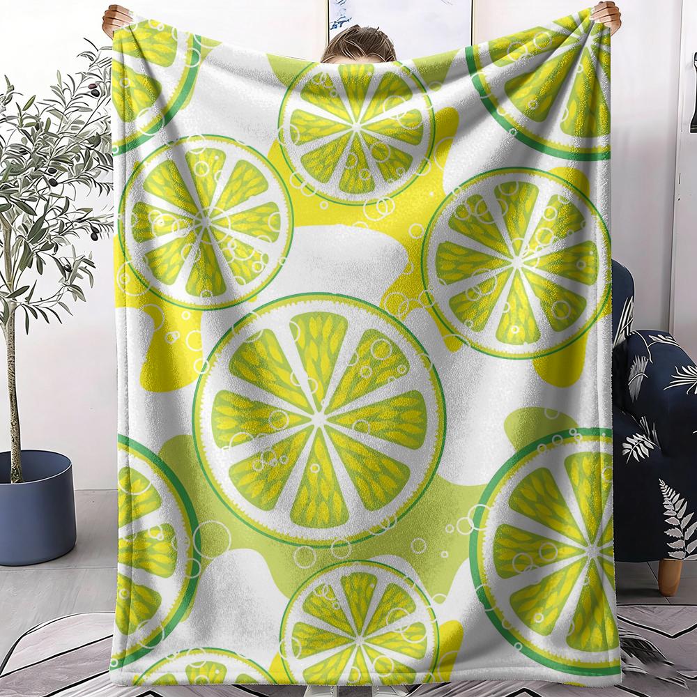 Citrus Fruit Throw Soft Flannel AC Blanket Lightweight Summer Nap Throw Cozy Blanket for Sofa Bed Travel Home