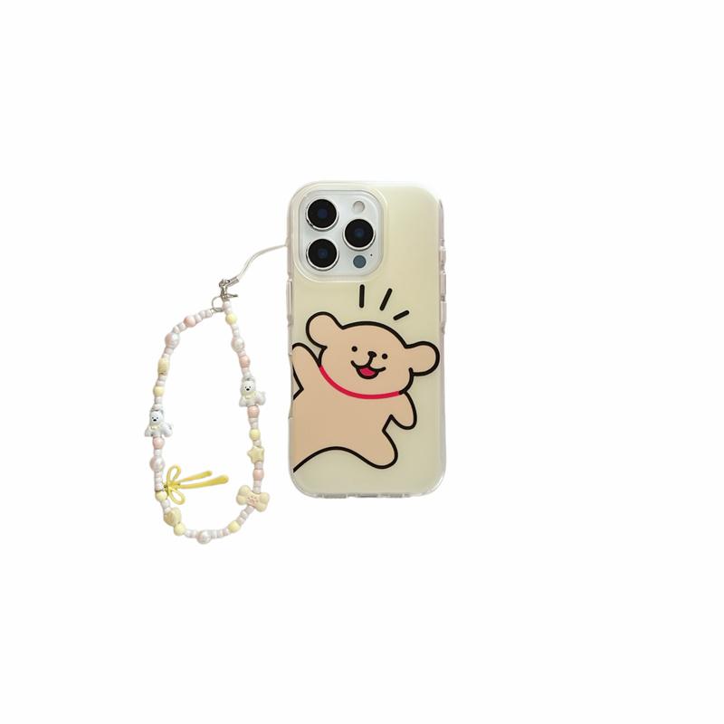 Милый телефонный чехол с щенком в стиле line для iPhone 17 Pro 16 15 14 Pro Max с двусторонним матовым ударопрочным чехлом IMD 17pro