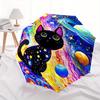 1pc Cosmic Cats Art Automatic 3-Fold Umbrella Design, Cute Cartoon Pattern, Portable Outdoor Umbrella, Perfect, Holiday Gift for Disney fans.G022