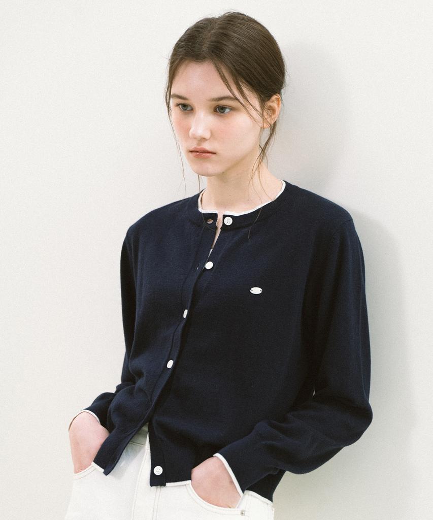 YUPPE Layered Cashmere Cardigan_Navy