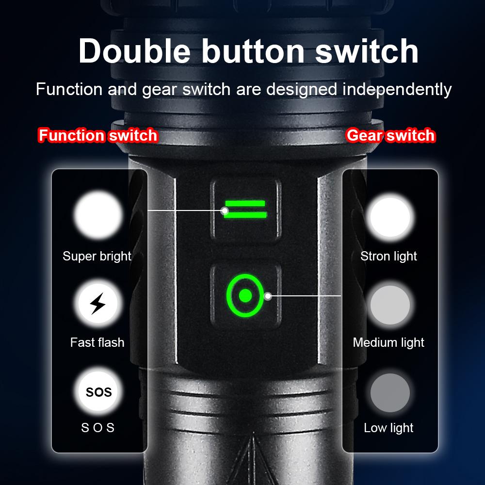 80W LED Rechargeable LED Flashlights White Laser Lamp Beads Long Range 1500m High Power LED Flashlight Lantern Camping Torch