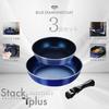 Набор из 3 предметов посуды Pearl Metal Stack Plus Blue Diamond Coat IH, темно-синий HB-5624