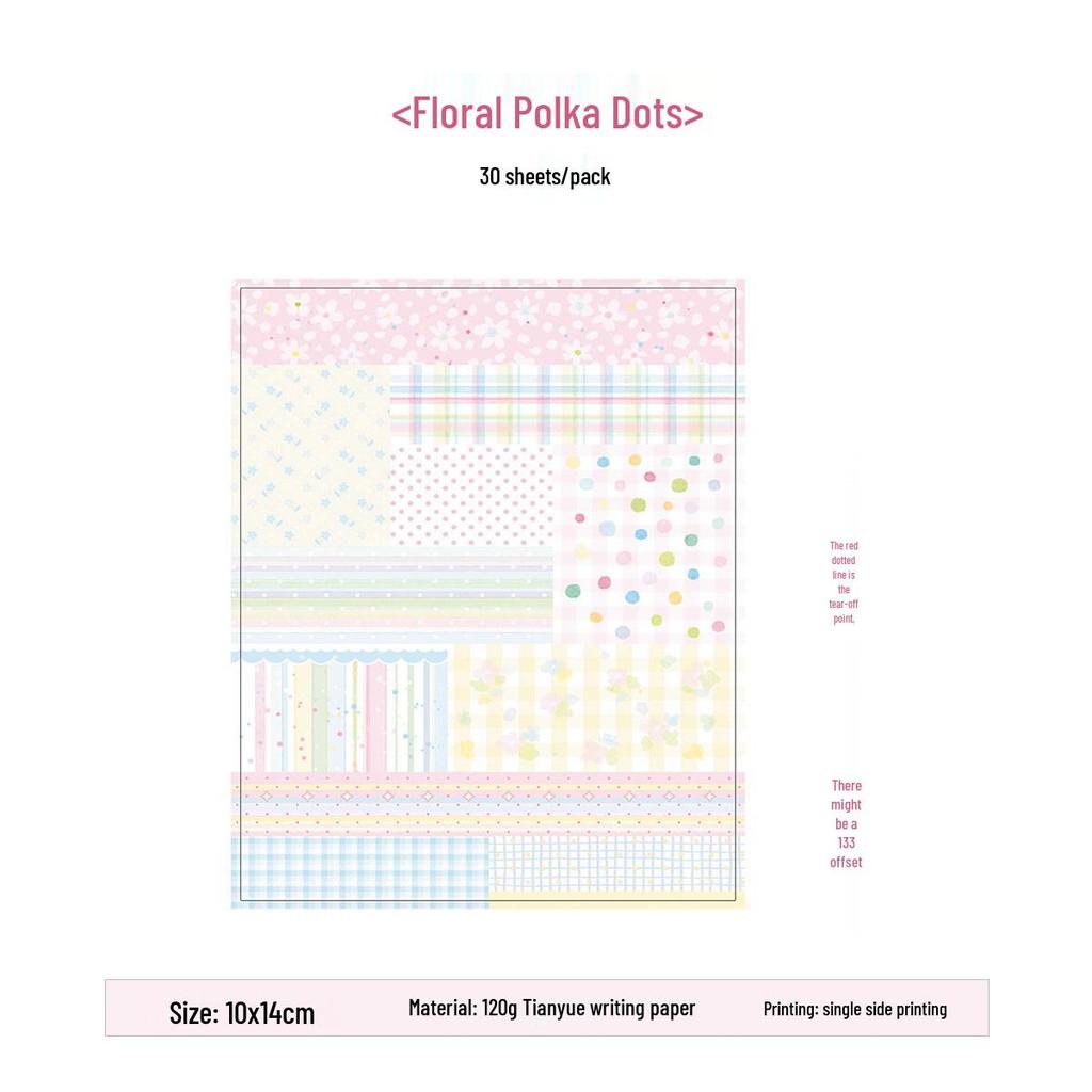 Polka Dot Tearable Sticky Notes with Dashed Line Pattern, M5 Inner Page
