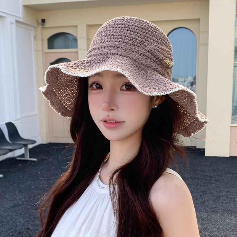 Summer sweet and cute lace sun hat women's face small straw straw hat seaside travel beach sun hat