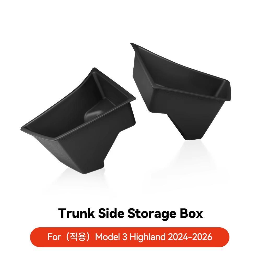 YZ For Tesla Model 3 highland 2024-2025 Rear Trunk Left Side Storage Box with Cover Tail Boot Partition Stowing Accessories