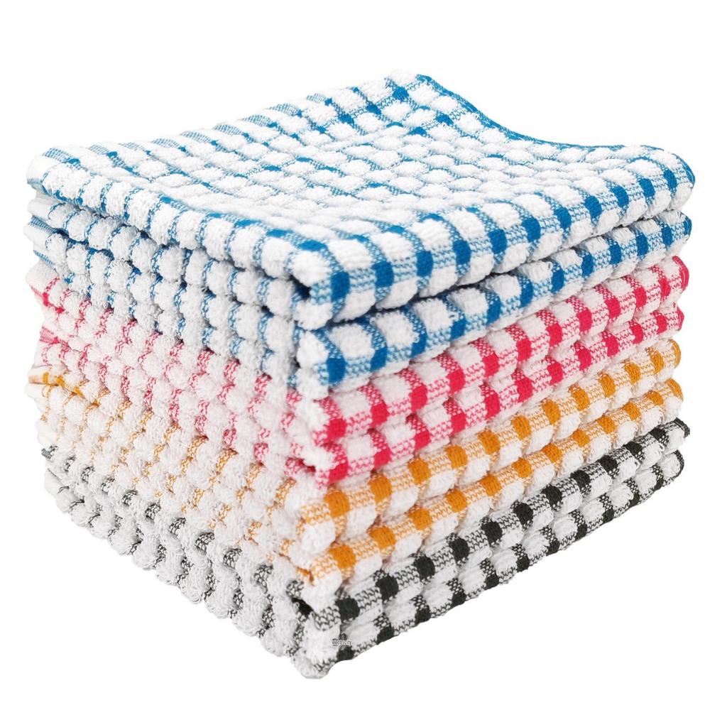 Waffle Plaid Dishcloth Set: Napkin, Tea Towel, Kitchen Towel, Scouring Pad, Cleaning Cloth.