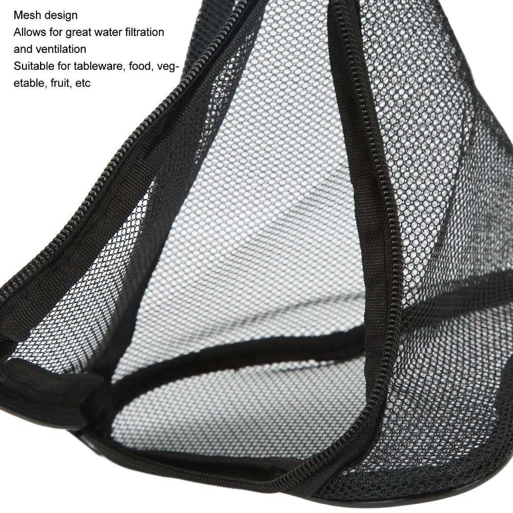 Black Outdoor Hanging Storage Net With Hook Mesh Organizer Hanging Basket Net Tableware Storage