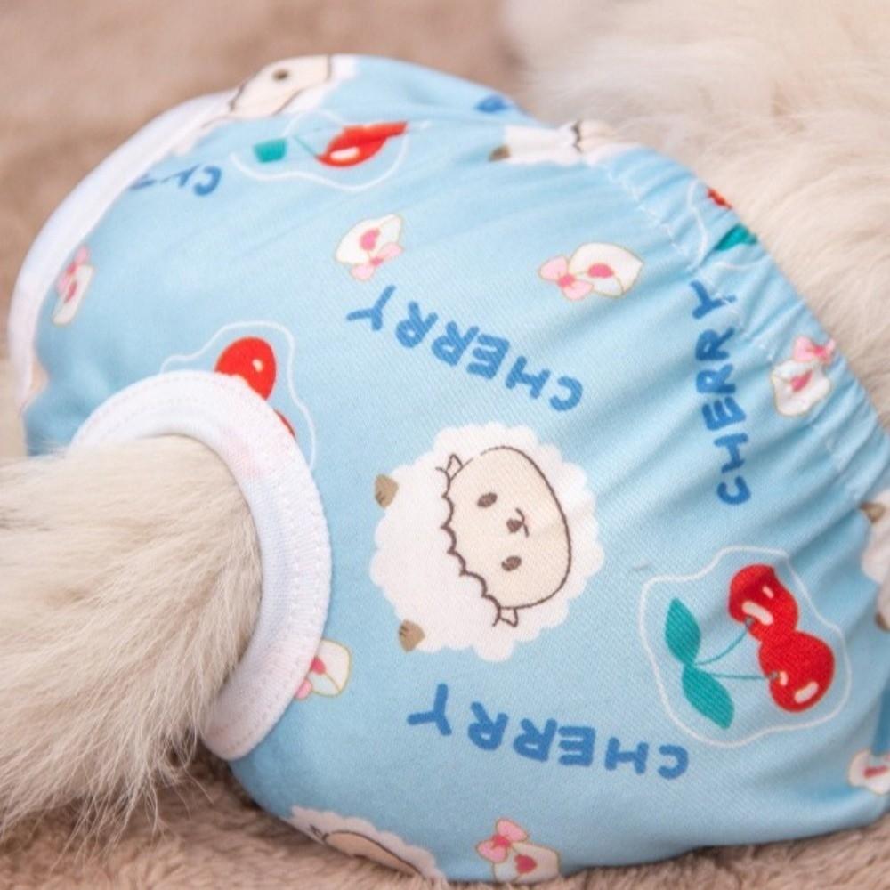 Cartoon Print Washable Dog Diapers Breathable Dog Sanitary Pants Dogs in Heat